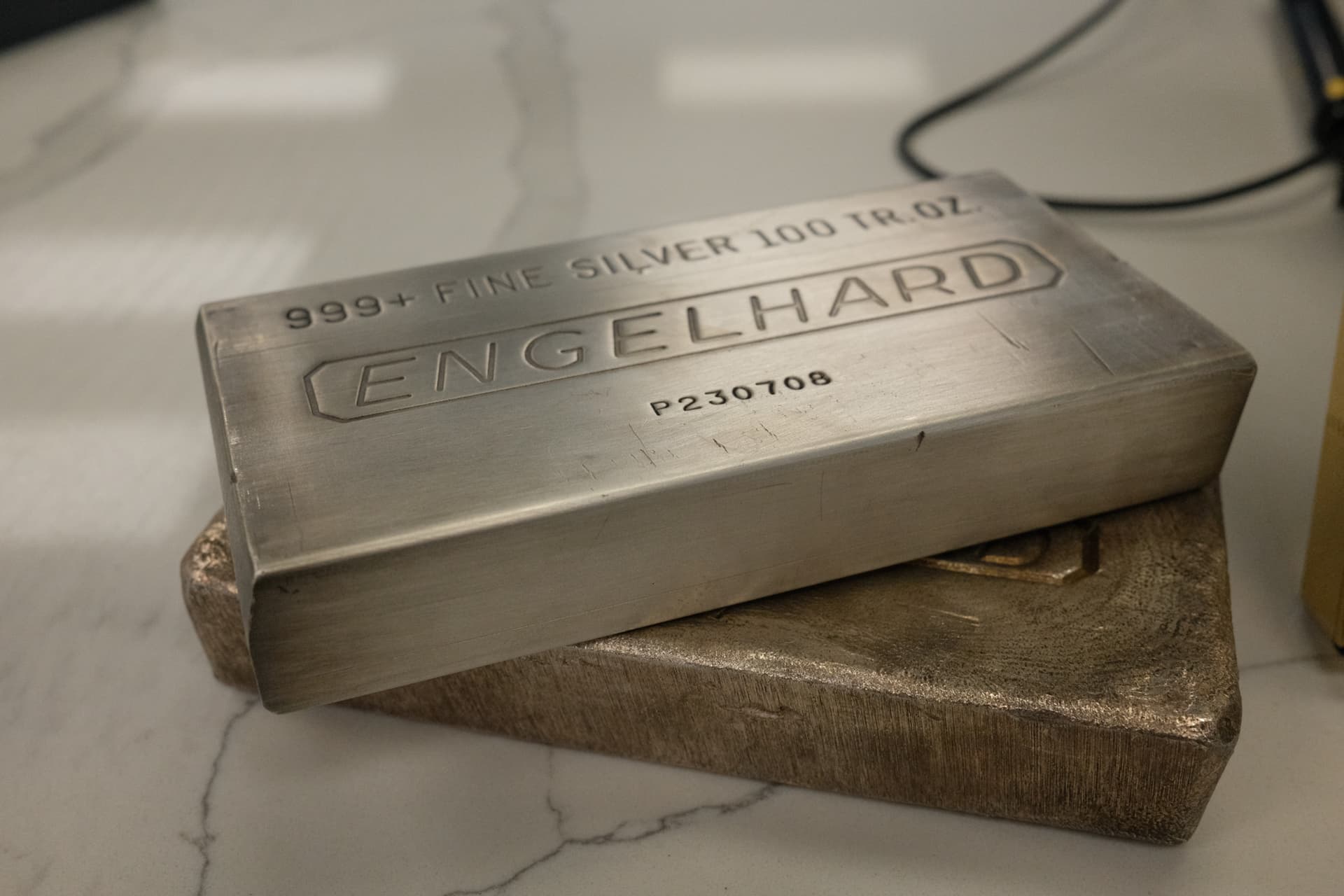 100oz Engelhard silver bar at Gold & Diamond Company — we buy silver bars and bullion in Rogers, AR