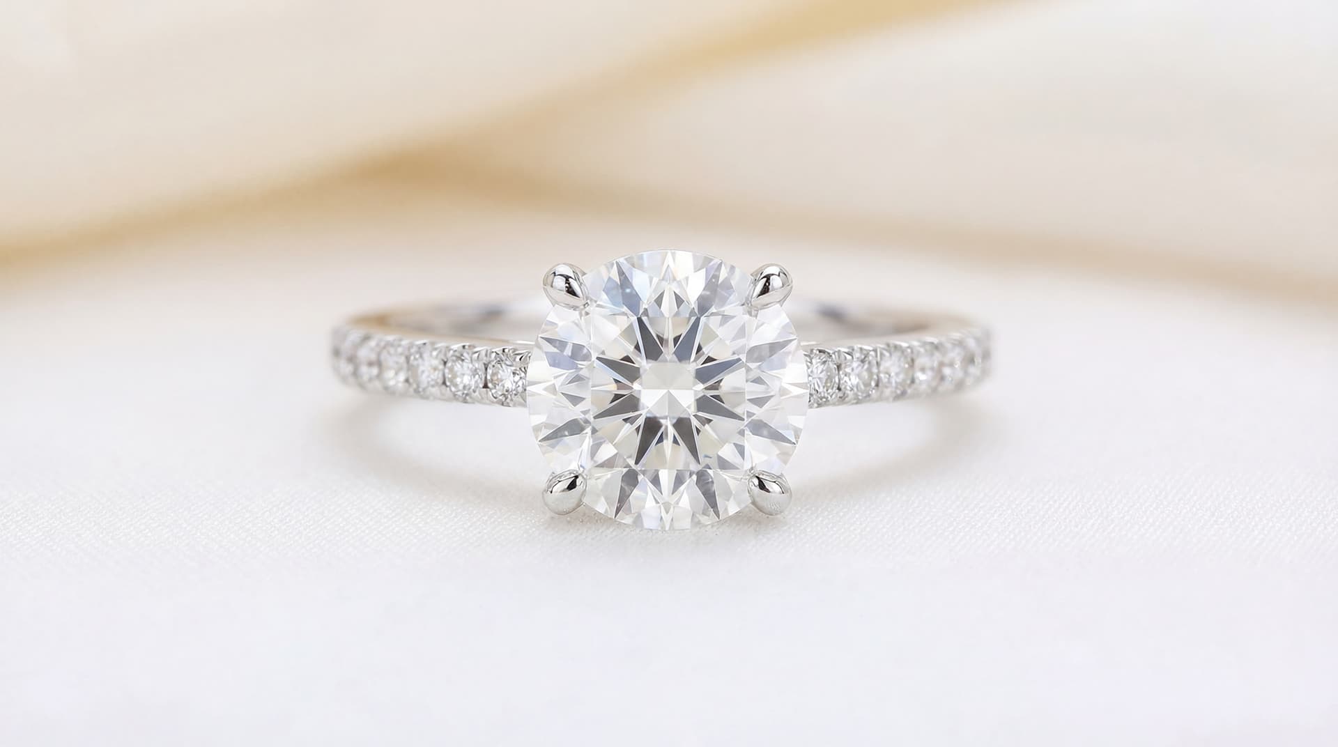 Diamond engagement ring with pavé-set band detail — Northwest Arkansas jeweler