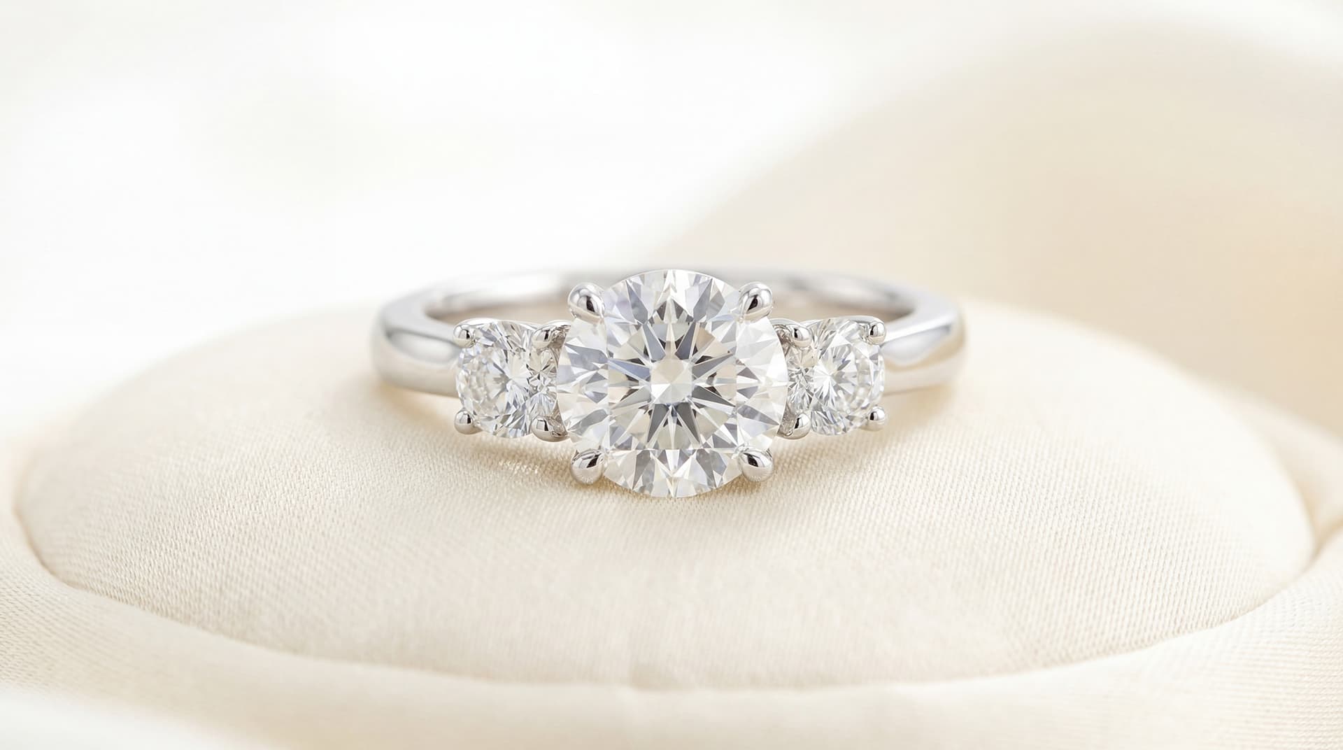 Three-stone diamond engagement ring in yellow gold — custom designed in Northwest Arkansas