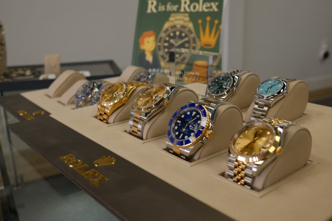 Pre-owned Rolex collection — Submariner, GMT-Master, Datejust models on display in Rogers, AR